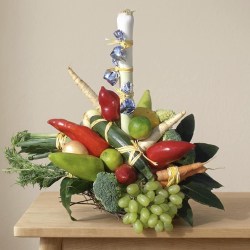vegetariánská kytice, sýrová kytice, dárky pro vegetariány, jedlá kytice bez masa, neklobásovka, kytice ze zeleniny a sýra, zdravý dárek, klobasove-kytice.cz